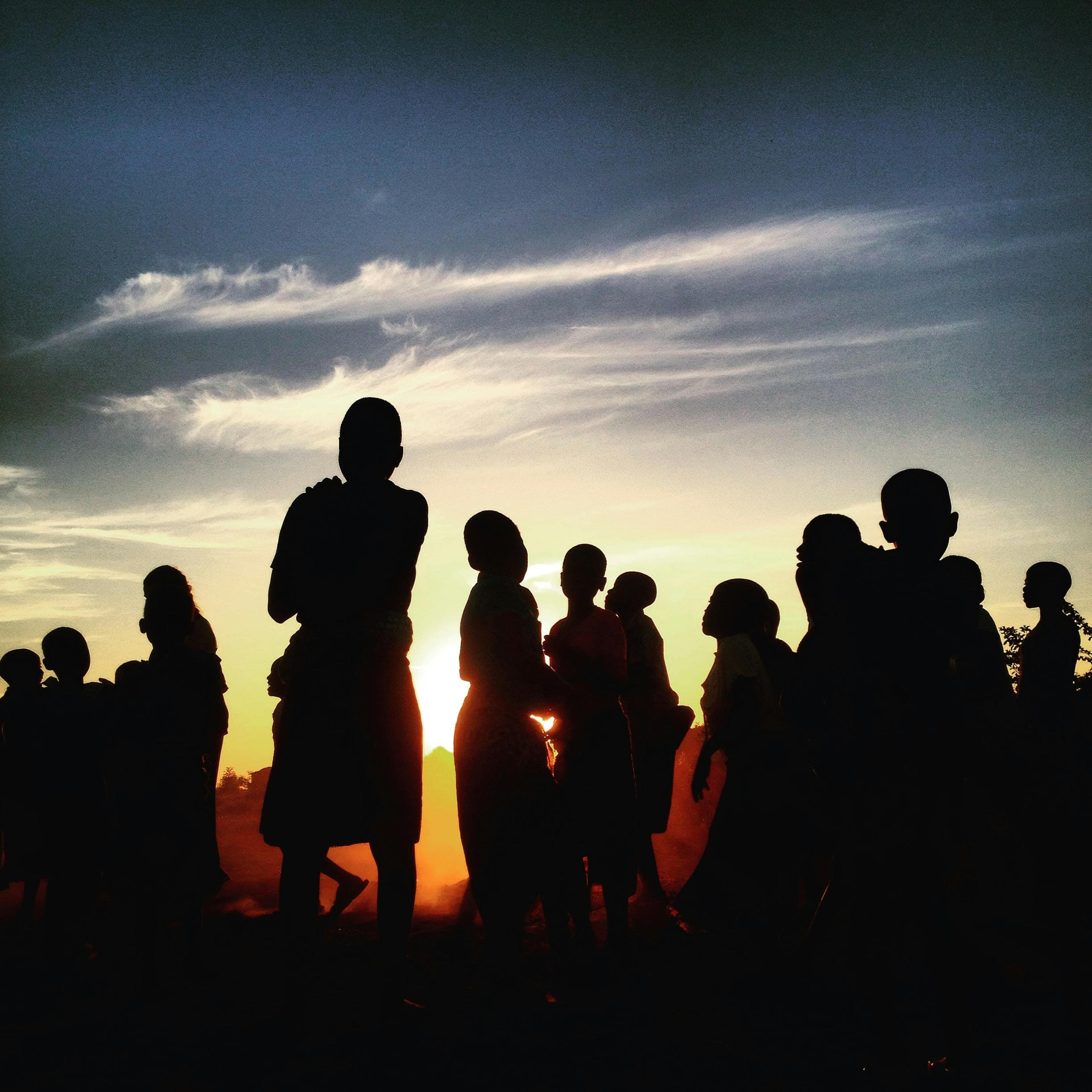 Children at sunset