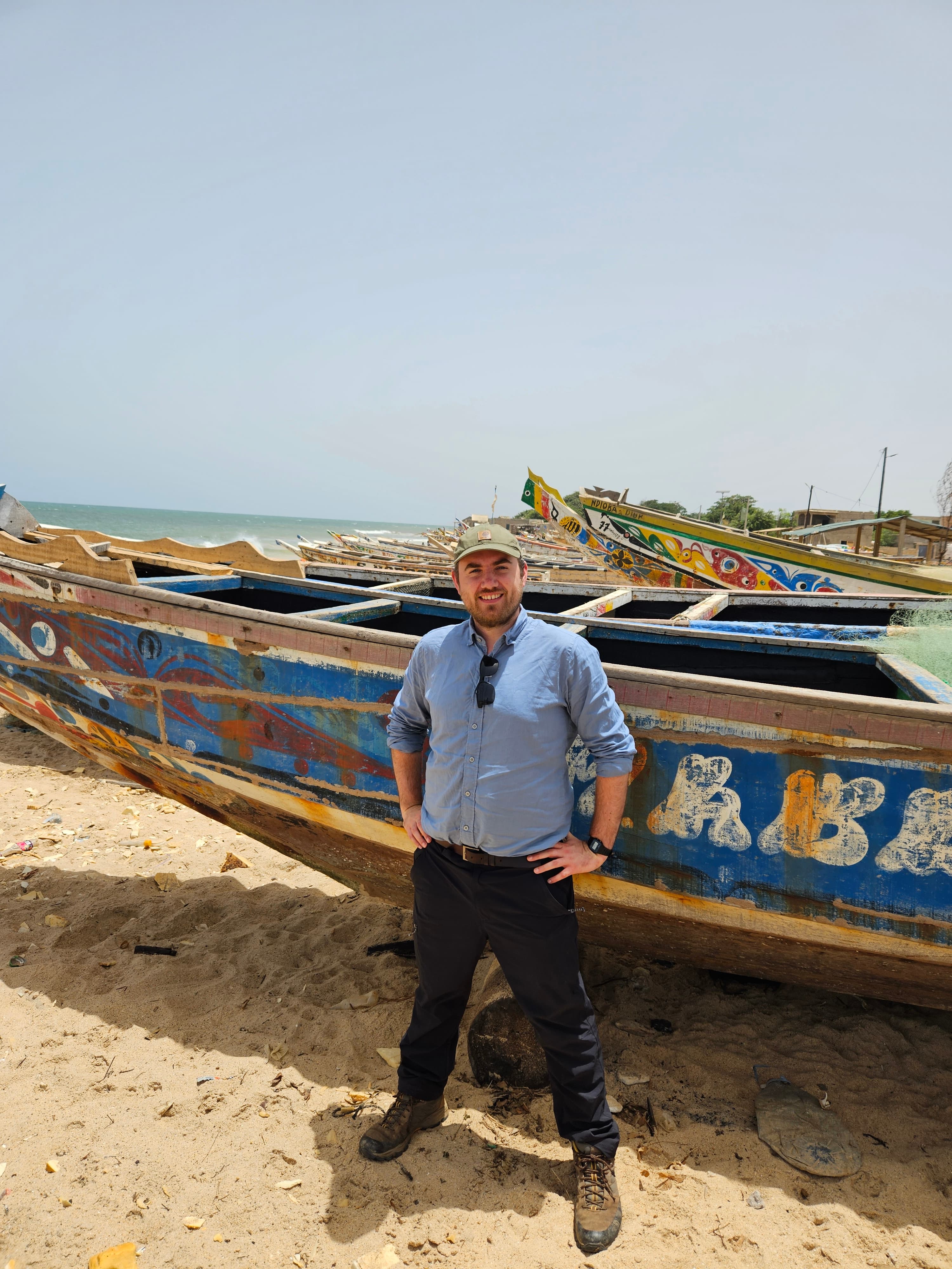 Team member James on a boat
